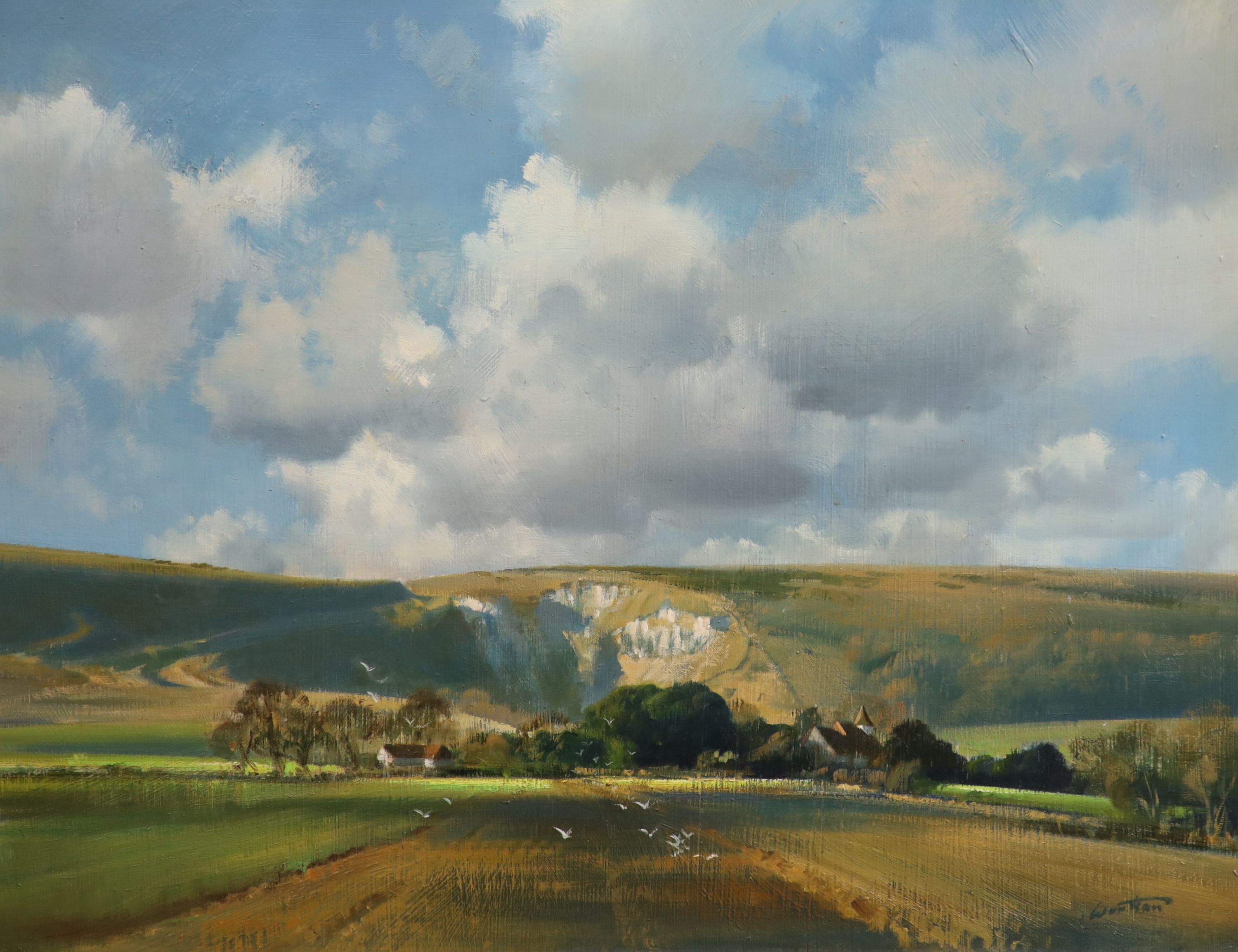 Frank Wootton (1914-1998), Alciston, Sussex, Oil on board, 34 x 45 cm.